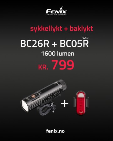 Fenix BC26R+BC05R V2.0 sykkellykt 1600 Lumen